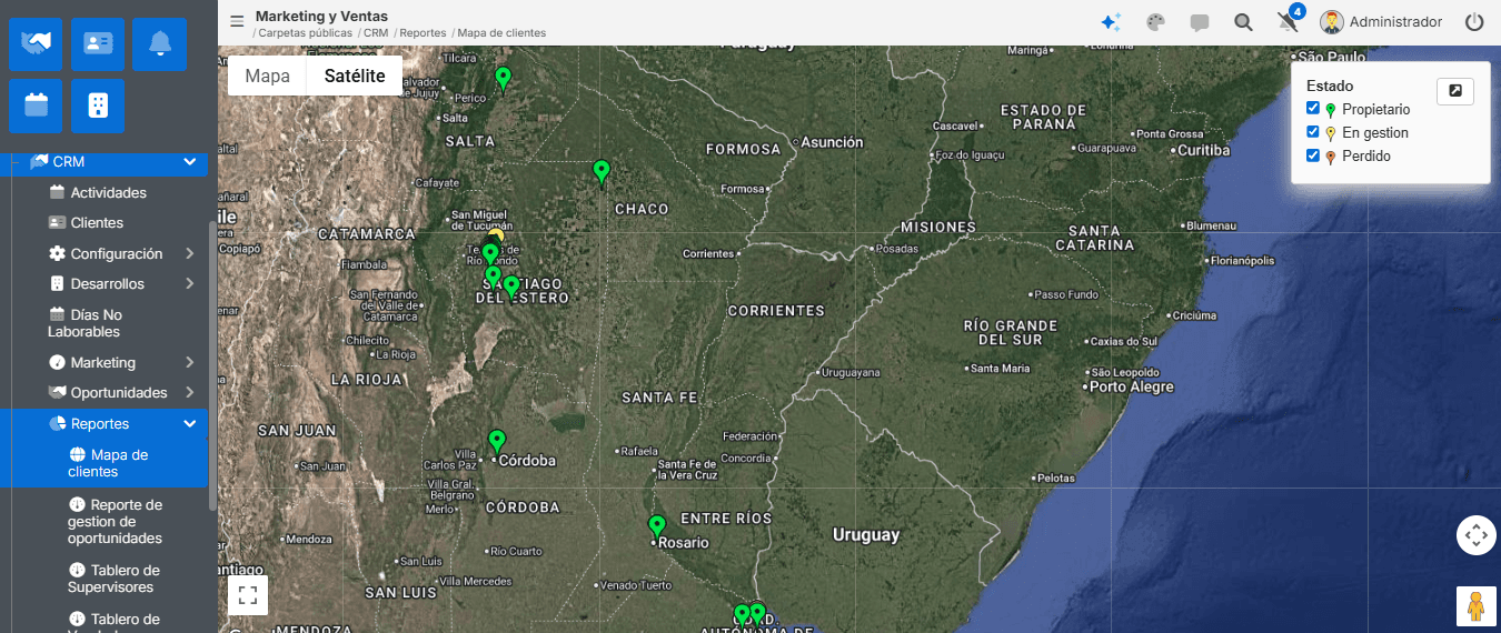 Mapa de Clientes SimpleCRM