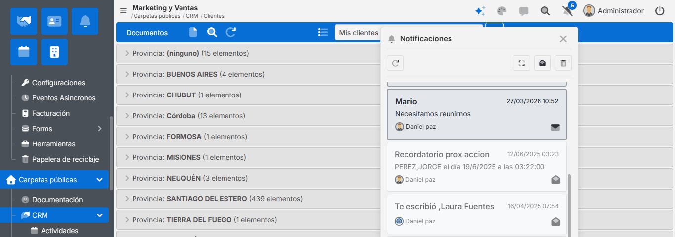 Notificaciones SimpleCRM